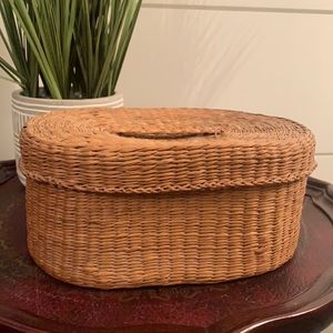 Vintage woven covered basket